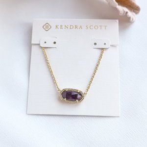 Elisa Gold Short Pendant Necklace Amethyst w Beautiful Hues